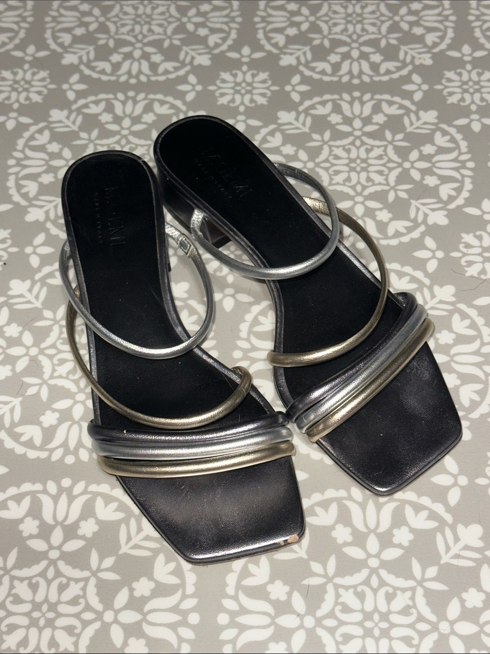 M. Gemi Strappy Metallic Multi-Tone Slide Sandals - Women's
